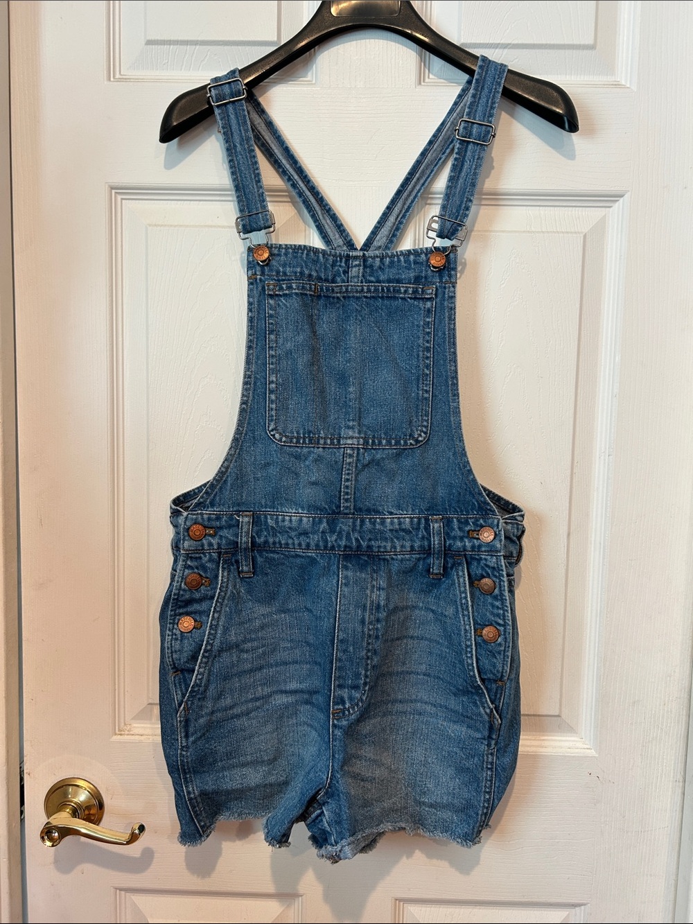 Madewell Blue Denim Short Overalls